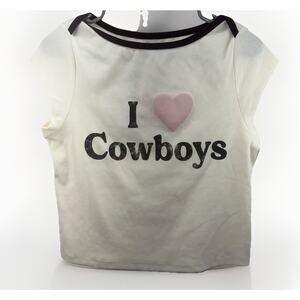 Grayson Threads I Love Cowboys Graphic Tee Women’s Size M White Pink Heart